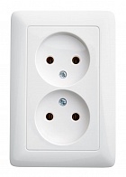 Розетка 2-мест. СУ IP20 Хит (Schneider Electric) /16А белая арт. RS16-235-B/