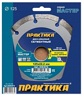 Диск алмазный 125х22,2мм (ПРАКТИКА) /сегмент сухой рез по бетону и кирпичу серия МАСТЕР арт.030-672/